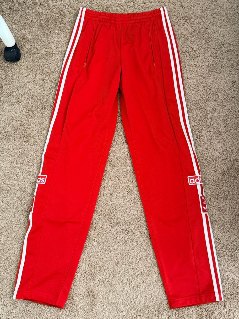 adidas Red Kids Sweatpants with White Side Stripes